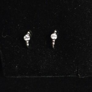 Sterling silver stud min hoop with stone earrings dainty girly feminine boho